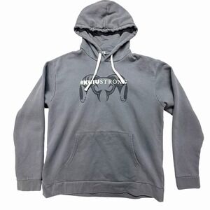 KUIUSTRONG Hoodie Men's Gray Pullover Graphic Sweatshirt Kangaroo Pocket Size XL